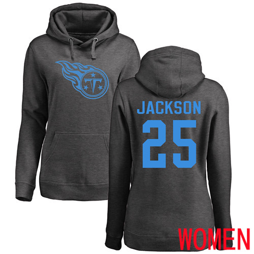 Tennessee Titans Ash Women Adoree  Jackson One Color NFL Football #25 Pullover Hoodie Sweatshirts->women nfl jersey->Women Jersey